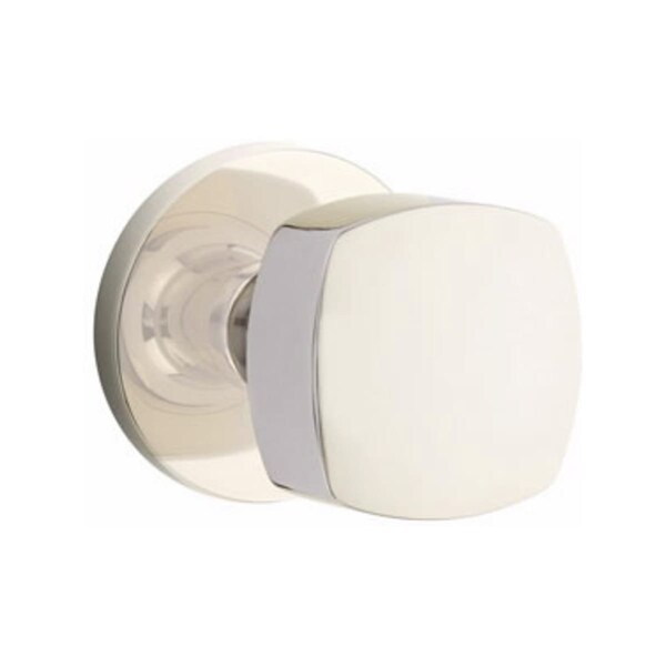 Emtek Freestone Knob 2-3/8 in Backset Privacy w/Disk Rose for 1-1/4 in to 2 in Door Polished Nickel 5209FRKUS14 - main
